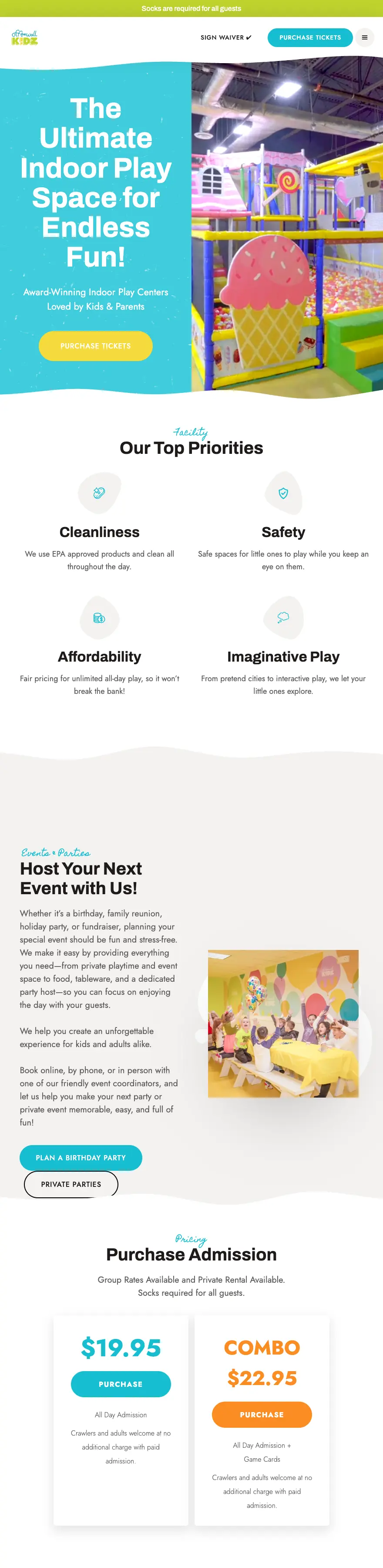 The Off the Wall Kidz website Swimm designed