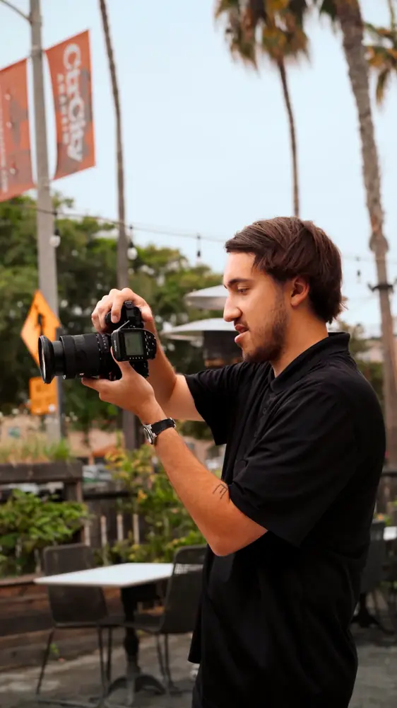 Sidney Swenson shooting on location
